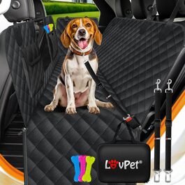 Захисний килимок Lovpet® для собак у машину 2в1: для заднього сидіння та багажника з боковим захистом та оглядовим вікном. Водовідштовхуючий, універсальний, чорний. В комплекті аксесуари.