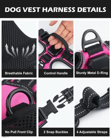 Світловідбиваючий нашийник для собак Joytale з LED, для середніх собак, без натягування, з ручкою, регульований, для нічних прогулянок, зелений, розмір M