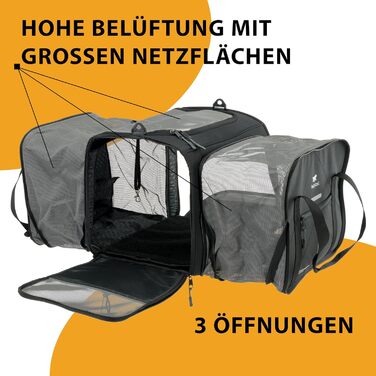 Переноска для собак та котів Ferplast Voyager PRO, чорна, 49x37x39 см, до 15 кг