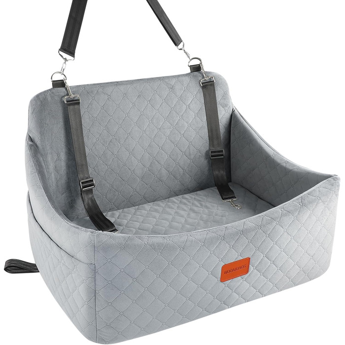Автокрісло для собак великих порід, м'яке автоліжко з піною з пам'яті, антиковзаюче дно та кріплення для ременів безпеки, знімне та пральне автокрісло для собак, легке встановлення (Сірий, Великий)