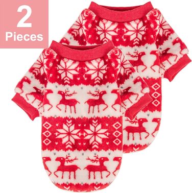 Теплий пуловер для собак та котів, 3 шт. в наборі, для дівчаток та хлопчиків, зимовий халат-сорочка (Рожевий, Бузковий, Рожево-червоний, X-Large, Різдвяний червоний)