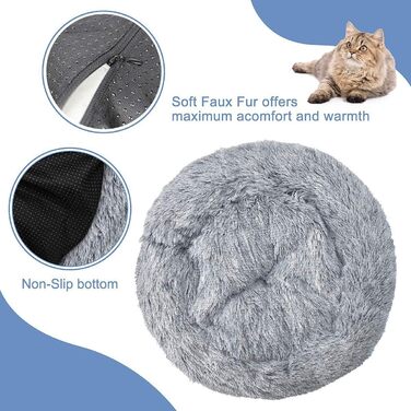 Ортопедичне ліжко для собак, кругле м'яке гніздечко для собак та котів, з водонепроникним дном, біле, Ø 50 см