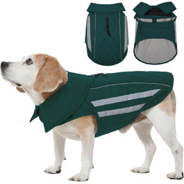 Зимовий теплий куртка для собак Pitbull, водонепроникний, вітронепроникний, світловідбиваючий, регульований, з флісовою підкладкою, для активного відпочинку, колір зелений, розмір XL