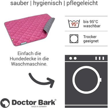 Підстилка для собак Doctor Bark - флісова двостороння, 100x80 см, рожевий/світло-сірий, для великих собак, миється до 95°C