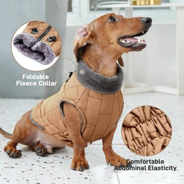 Теплий флісовий одяг для собак JoyDaog, D-кільця, водонепроникна куртка для цуценят на зиму, червоний, розмір S