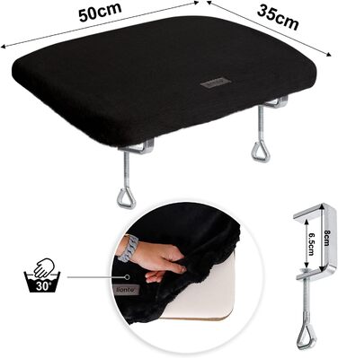 Кішка ліжко для підвіконня Lionto, м'яке, плюшеве, 35x50 см, чорне, до 15 кг