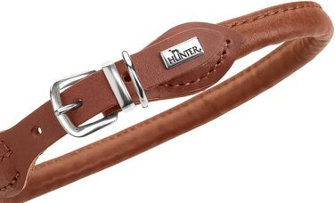 Шкіряний нашийник для собак HUNTER Round & Soft Canadian UP, колір коньячний, 55 см