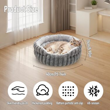 Лежанка для котів та собак, лежанка-софа для тварин, знімна та миюча, неслизька, для котів та собак (Сірий, S)