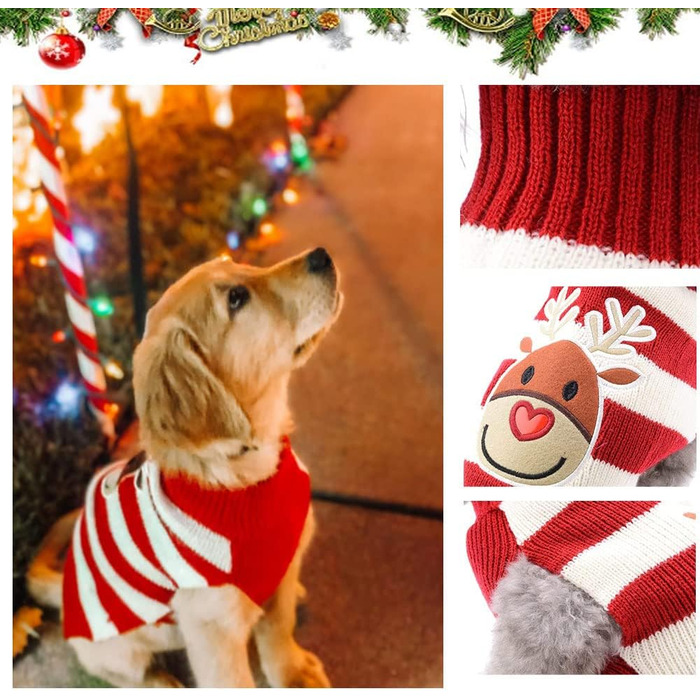 Пуловер для собак на Новий Рік: теплий в'язаний пуловер для домашніх тварин, теплий, модний, для святкування, подарунок, розмір XXL