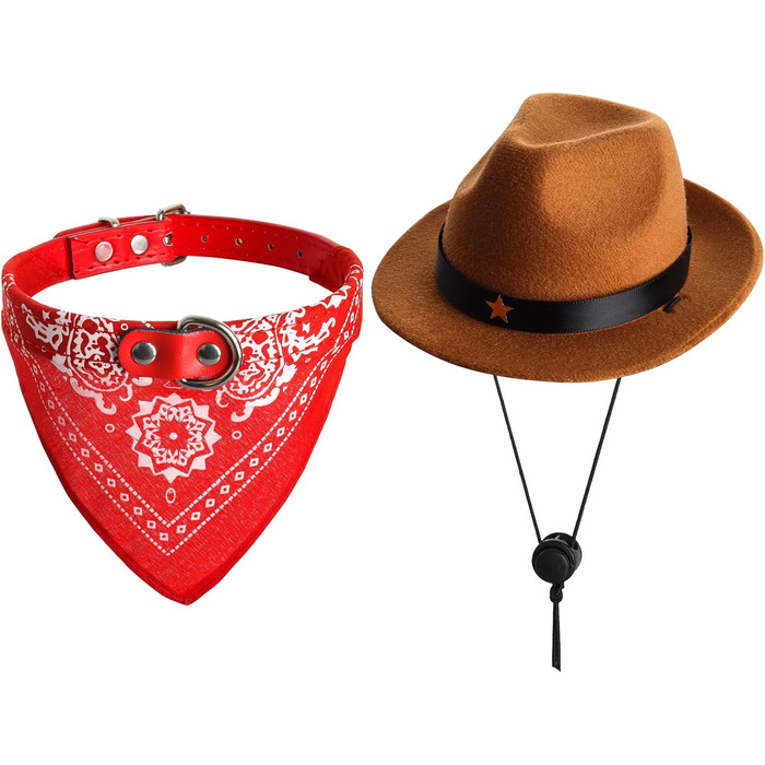 Ковбойський капелюх для собак - 2 шт. Костюм ковбоя для тварин, аксесуар для собак, котів, цуценят. Підходить для свят, вечірок та повсякденного носіння (середній)