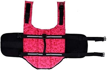 Жилет рятувальний для собак, жилет для плавання, безпечний для собак різних порід (S, червоний, з ручкою)