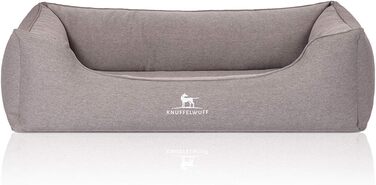 Ортопедичне велюрове ліжко для собак Knuffelwuff Leano XXL 120x85 см, знімний чохол, сіре, для великих, середніх та малих порід, миюче, преміум-якість