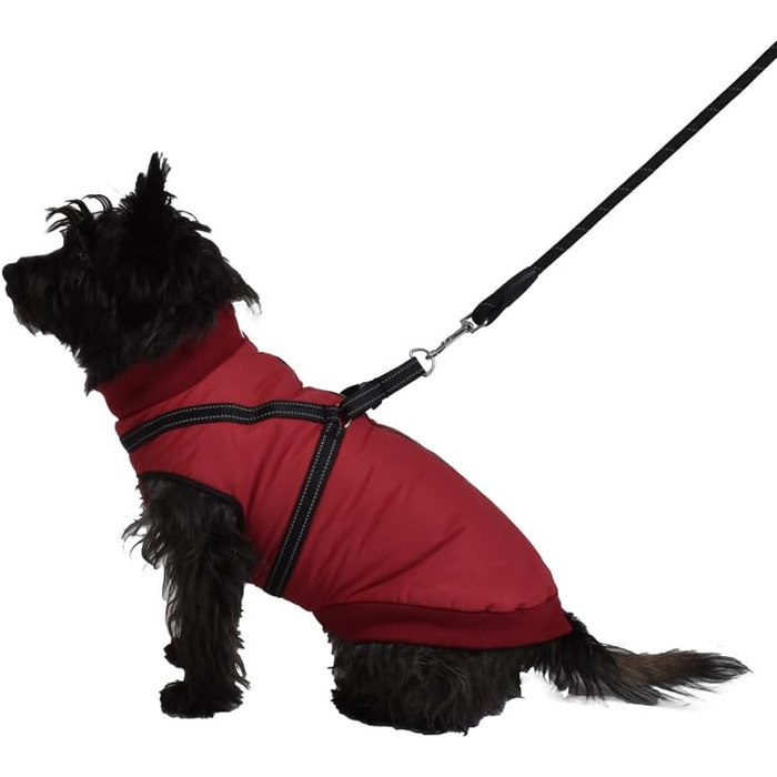 Теплий зимовий нашийник для собак Bobby Easy з інтегрованим повідком, Bordeaux, 34 см