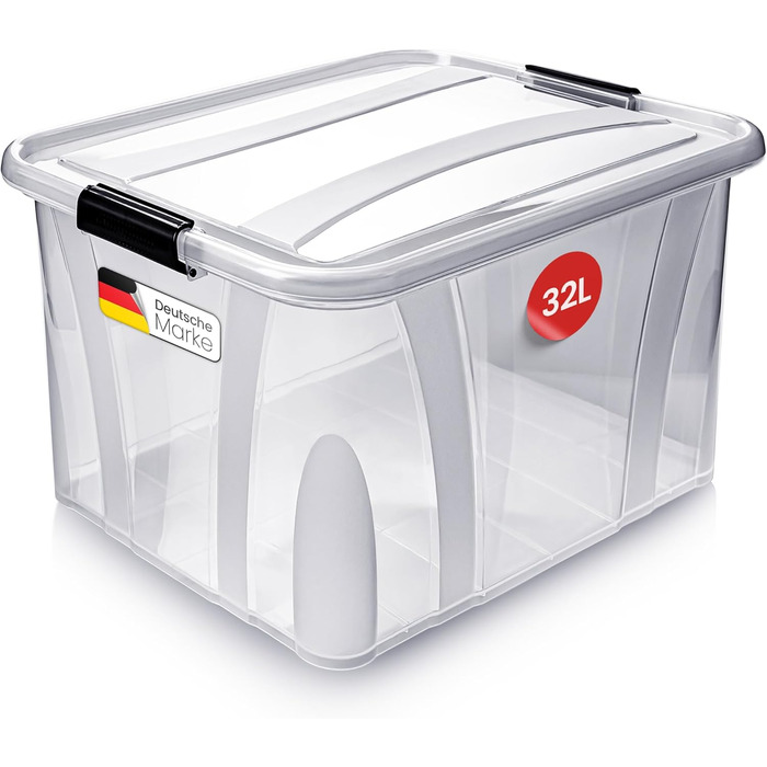 Ящик для зберігання Konzept з кришкою, 55 л, BPA-free, міцні затискачі