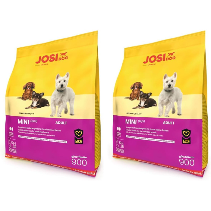 Сухий корм для собак малих порід JosiDog Mini Adult з птицею, 900 г (набір 2 шт), 10 кг