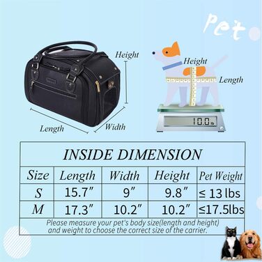 Сумка-переноска для собак та котів PetsHome, чорна, Premium-Nylon, водонепроникна, складна