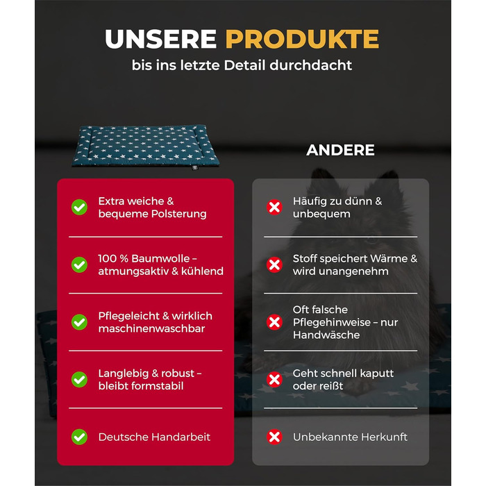 Літня собача ковдра Sterne Petrol з бавовни (55x75 см) – м'яка, з антиковзким шаром, для собак, легко миється, довговічна, Made in Germany