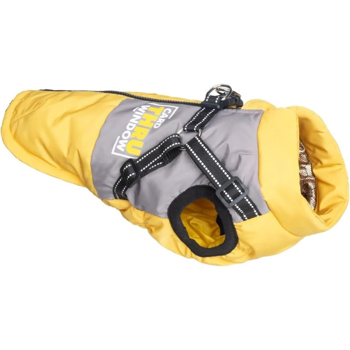 Легка, дихаюча тепла куртка для собак зі снігофлісу, вітро- та водонепроникна, з світловідбиваючим отвором для повідка, для Бульдога та Лабрадора, жовта, 2XL
