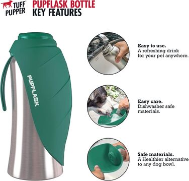 PupFlask пляшка для води для великих собак 800/1200 мл, нержавіюча сталь, портативна поїлка для собак і цуценят, герметична, для подорожей, підходить для всіх порід