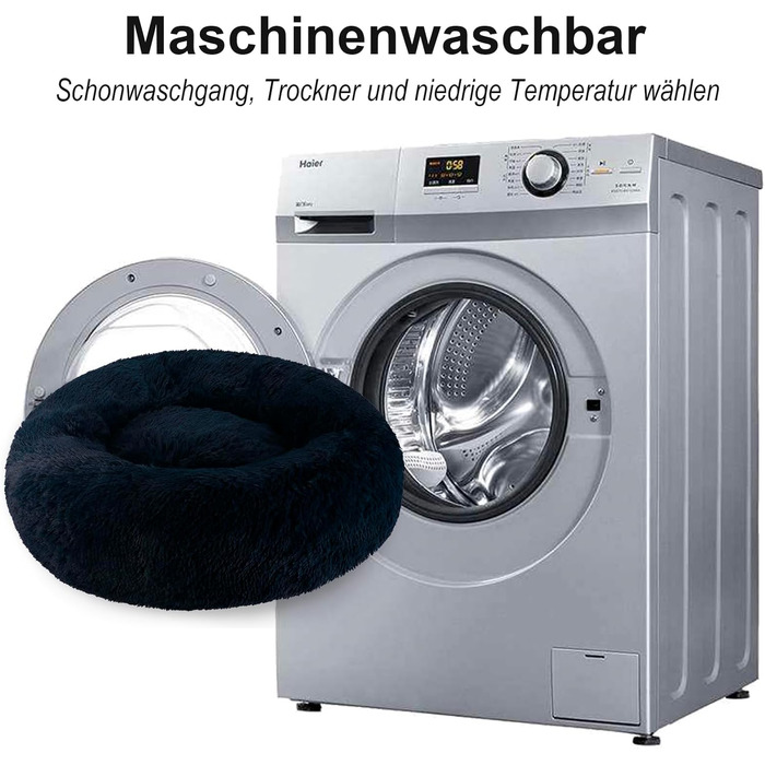 Крісло-лежанка для собак великих та середніх порід, 60 см Ø - М'яке та дихаюче ліжко для собак з неслизьким дном та піднятим бортиком, (76x76x27 см, Темно-синій)