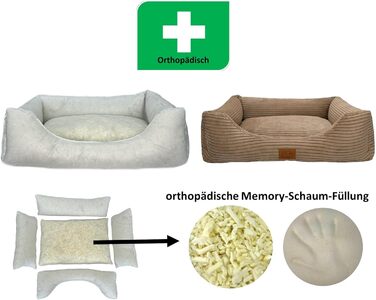 Ортопедичне ліжко для собак Elropet з м'якого корду, кошик для собак XS/S/M/L/XL/XXL (145x110x30 см), Cappuccino