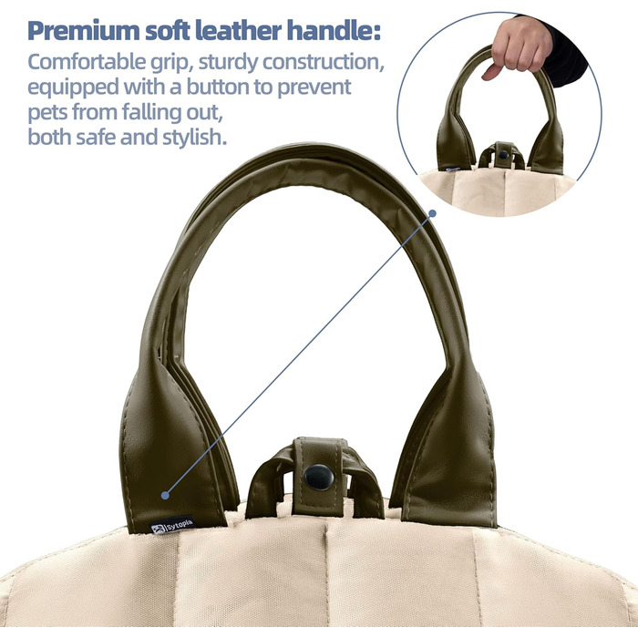 Сумка-переноска для собак Sytopia, кремово-бежева, з кишенями та регульованим поводком, водонепроникна