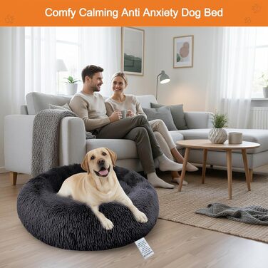 Кругле лежанка для собак та котів, 50 см, з ортопедичним пюшем, для дітей, сіра