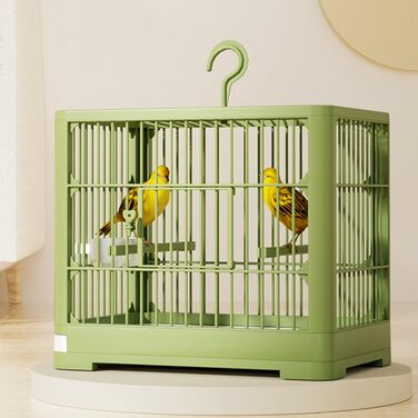 Клітка для птахів Vogel Reisekäfig | Транспортна переноска для птахів з висувною шухлядою, іграшками, складаний вольєр для папуг та синиць, зелена, 32 x 25 x 13 см