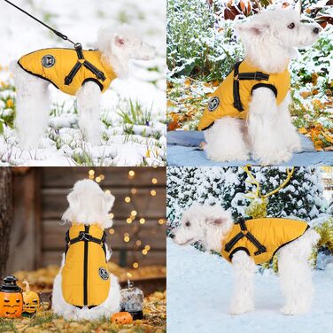 Водонепроникний зимовий одяг для собак: тепла куртка, жилет та манжет для малих, середніх та великих собак. Колір: зелений (L, жовтий)