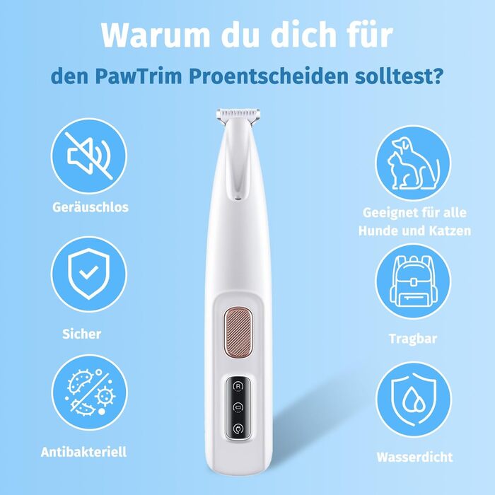 Триммер для собак Paw Trim Pro: безшумний догляд за подушечками лап з LED-підсвічуванням