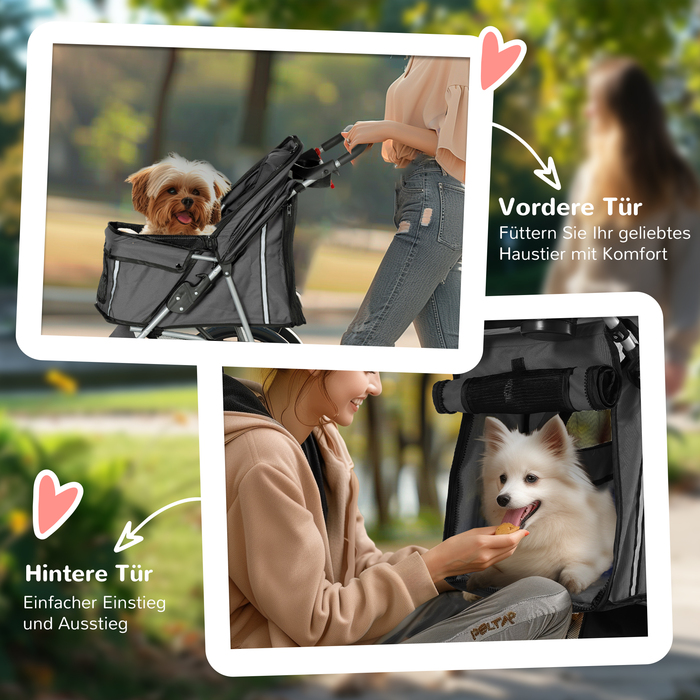 PawHut Dog Buggy Dog Buggy складний для собак і кішок до 10 кг Cat Buggy з подушкою сітчастої сітки Windows Підстаканник Сумка для зберігання Cat Buggy Dark Grey | Аосом