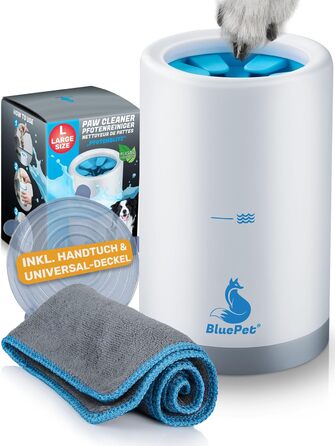 BluePet Очищувач лап для собак: видаляє бруд та сміття з лап | З мікрофібровою рукавичкою | PfotenBlitz L (10-25 кг)