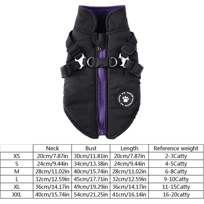 Зимовий теплий одяг для собак: куртка з блискавкою, теплий зимовий плащ для цуценят, маленьких, середніх та великих собак (чорний, xs)