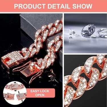 Рожево-золотий собачий ланцюжок з діамантами, кубинський ошийник, металева собача прикраса, 60 см