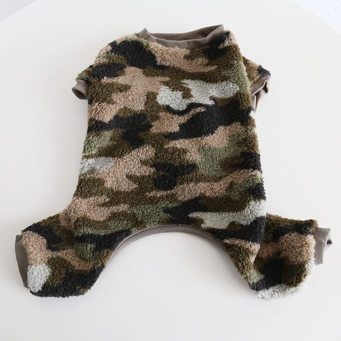 Піжама для собак, тепла флісова, мила, костюм для цуценят та собак, розмір M (L, зелений/камуфляж)