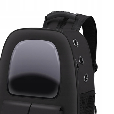 Рюкзак-переноска для котів та маленьких собак — прозорий, з вентиляцією, чорний