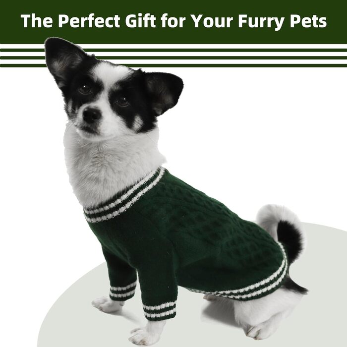 Теплий в'язаний пуловер для собак великих порід (XL, зелений) - Французький бульдог, Лабрадор, Німецька вівчарка