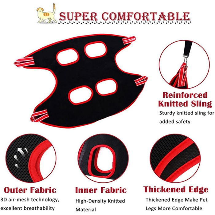 Гамак для догляду за котами та собаками 12-в-1 з гребінцем, пилочкою та кусачками для нігтів, інструмент для стрижки нігтів, купання, догляду за вухами та миття