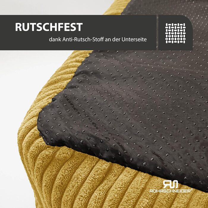 Ляжка для собак | для маленьких собак | з подушкою Cord | знімний чохол | з мискою для корму (55 x 42 см, гірчичний)