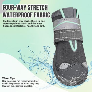 Чоботи для собак SlowTon, захист лап, 4 шт. Дихаючі собачі чоботи для активного відпочинку на вулиці з неслизькою підошвою, регульованою застібкою-липучкою, відбиваючими елементами. Підходять для собак маленьких, середніх та великих порід. Колір: Чорний. 