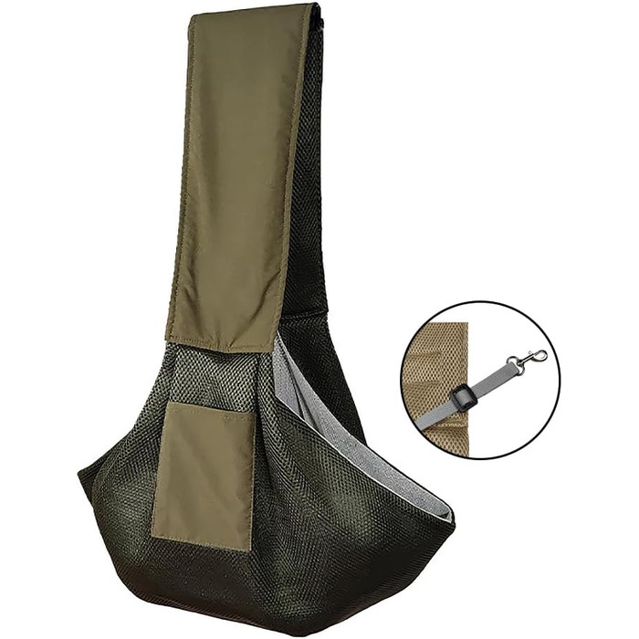 Сумка-переноска для собак до 5 кг, Sling Pet Carrier, зручна переноска для тварин, сумка-переноска для котів та собак, для прогулянок на плечі (Темно-зелена)