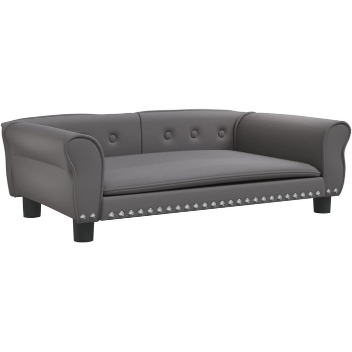 Софа для собак Festnight, ліжко для маленьких собак і котів, диван для домашніх тварин, крісло для котів, подушка для собак, ліжко для собак, подушка для котів, штучна шкіра, сірий, 95x55x30 см