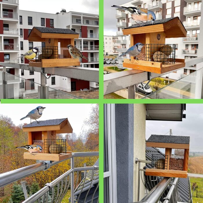 Дерев'яне годівничка для птахів STAFECO: для балкона, саду, з натурального дерева, ручної роботи