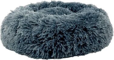 Кругле ліжко для собак та котів Donut, м'яке, пухнасте, темно-сіре, різні розміри та кольори