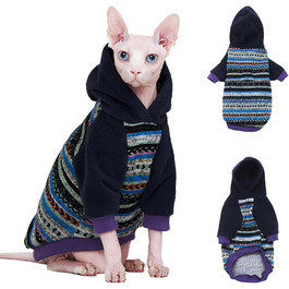 Теплий флісовий худі для котів Sphynx SNIXFever, светр для котів і собак середнього розміру, капюшон, в'язаний дизайн, розмір M