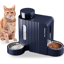 Автоматична годівниця та поїлка Gardner Pet для котів і собак, 2 миски, гравітаційний дозатор корму та води, без електрики, BPA Free, з нержавіючої сталі, 2×3л, синя