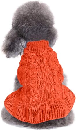 Світшот для маленьких собак, в'язаний одяг для котів, теплий зимовий одяг для кошенят, цуценят, розмір XS, світло-блакитний (XX-Small, сукня-помаранчевий)