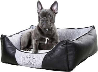 Кербл Pet Kuschelbett Chiara: м'яке ліжко для домашніх тварин, 55x45x18 см, сірий/чорний колір з стразовою короною