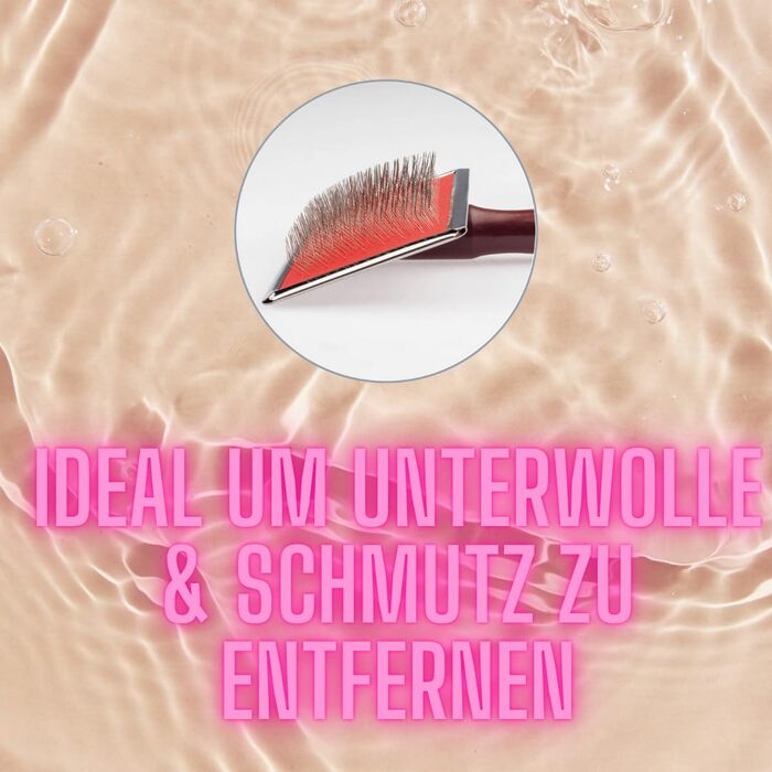 Щітка для собак EHASO Extra Lifetime Soft, велика, для короткої та середньої шерсті, з нержавіючими щетинами та ергономічною ручкою з дерева, для видалення підшерстка