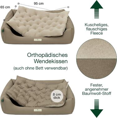 Ортопедичне лежанка для собак HOUND & NATURE Zürich XL (115x85 см, тауп) - м'яка, зручна, з можливістю прання